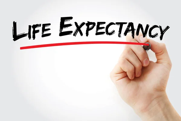 Texto de expectativa de vida com marcador — Fotografia de Stock