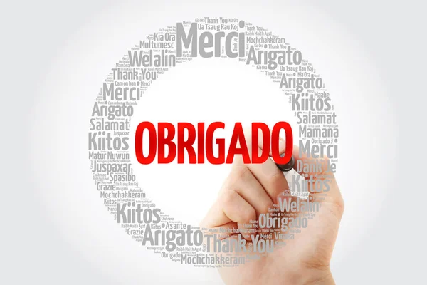Obrigado (Köszönöm portugálul) Word Cloud — Stock Fotó