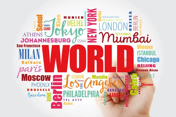 Wereld word cloud concept — Stockfoto