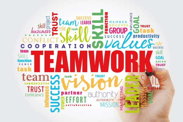 Teamwork woordwolk collage — Stockfoto