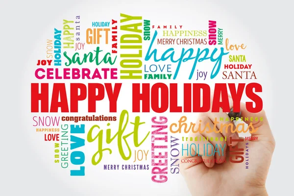 Happy holidays word cloud collage — Stockfoto
