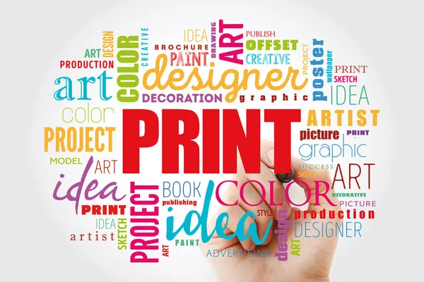 PRINT word cloud, creative concept — Stock Photo, Image