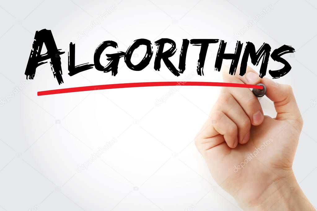 Algorithms text with marker