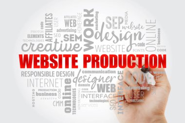 Web sitesi üretim süreci kelime bulutu