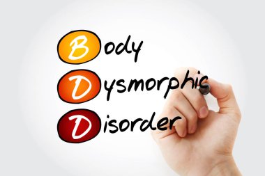 BDD - Body Dysmorphic Disorder acronym clipart
