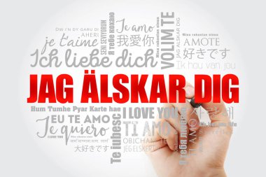 Jag alskar dig (İsveççe seni seviyorum) kelime bulutu