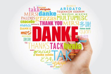 Danke (teşekkür ederim Almanca) kelime bulutu