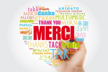 Merci (Fransızca teşekkür ederim) Kelime bulutu