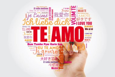 Te amo (İspanyolca seni seviyorum) aşk kalbi