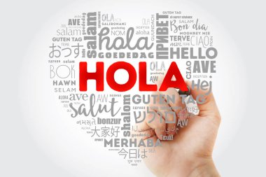 Hola (Merhaba İspanyolca Tebrik) aşk kalp