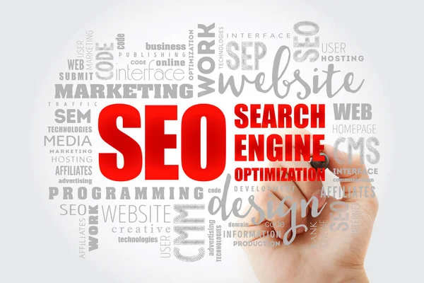 SEO (search engine optimization) szó felhő — Stock Fotó