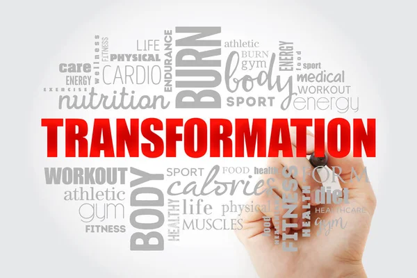 Transformation Wort Wolke, Fitness — Stockfoto