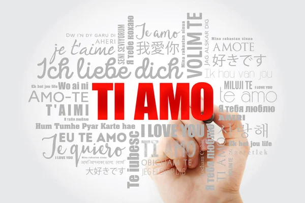 Ti amo (Ik hou van je in het Italiaans) woord wolk — Stockfoto