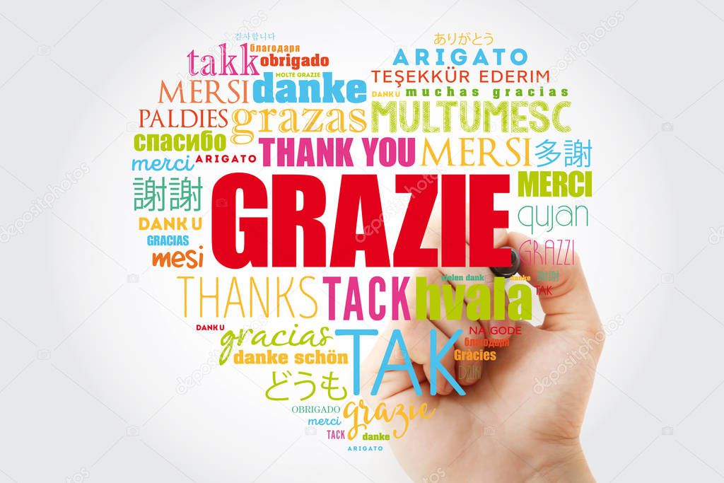 Grazie Thank You In Italian Word Cloud Background In Different Languages With Marker 335632096 Larastock