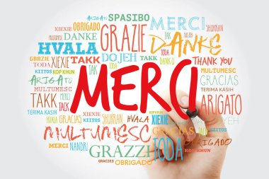 Merci (Fransızca teşekkür ederim) Kelime bulutu
