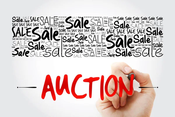 AUCTION kata kolase awan, konsep bisnis — Stok Foto