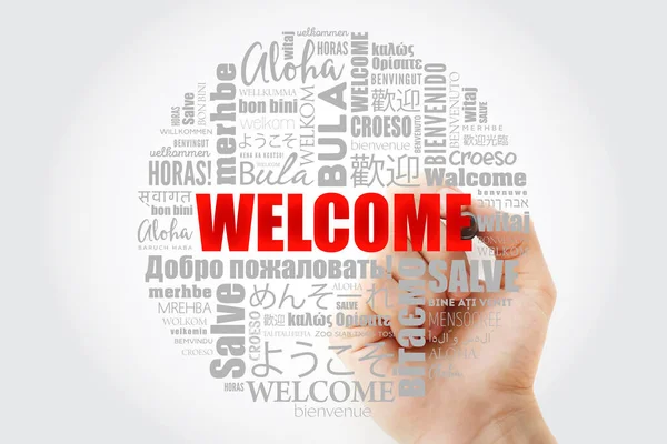 WELCOME word cloud with marker — Stock Photo, Image