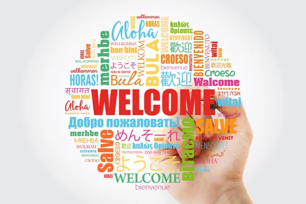 WELCOME word cloud with marker — Stock Photo, Image