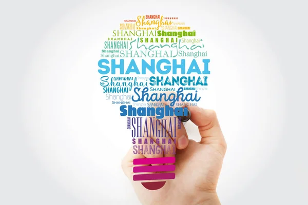 Shanghai light bulb word cloud, travel concept — ストック写真