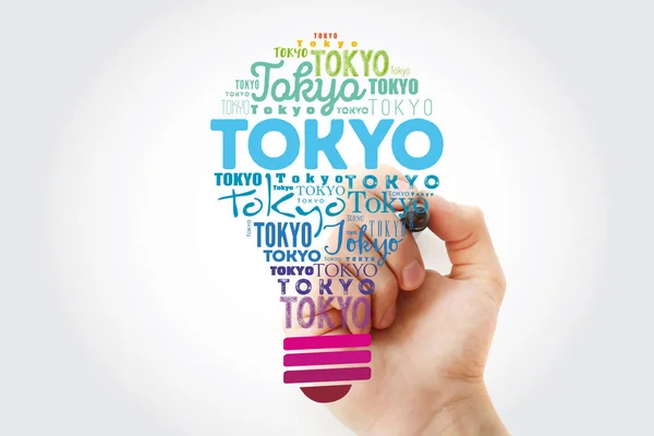 Tokyo light bulb word cloud, travel concept — стокове фото