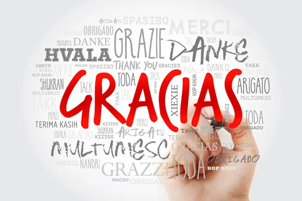 Gracias (Danke auf Spanisch) Wortwolke — Stockfoto