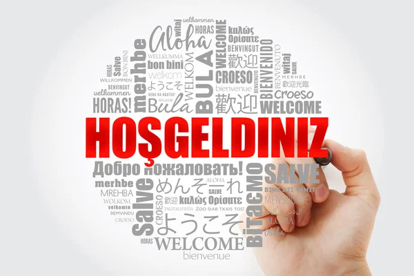 Nube de palabras de Hosgeldiniz (Bienvenido en turco) — Foto de Stock