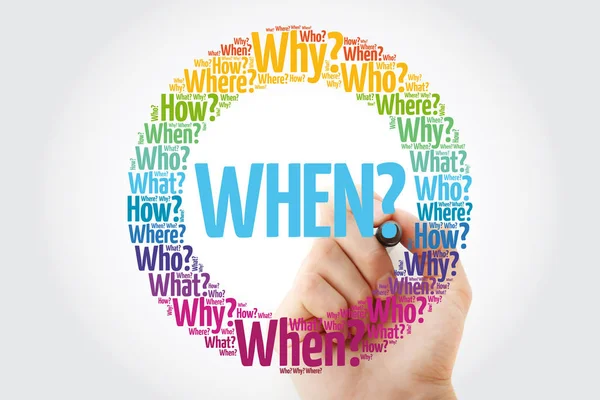 WHEN? Question, word cloud background