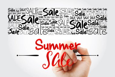 Yaz Satılık kelime bulutu arka plan