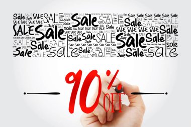 % 90 indirimli kelime bulutu, iş konsepti