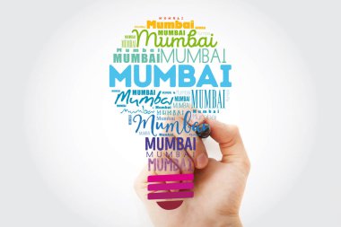 Mumbai light bulb word cloud, travel concept