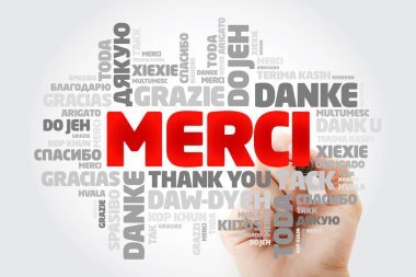 Merci (Fransızca teşekkür ederim) Kelime bulutu
