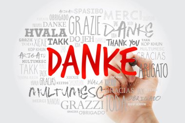 Danke (teşekkür ederim Almanca) kelime bulutu