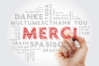 Merci (Fransızca teşekkür ederim) Kelime bulutu
