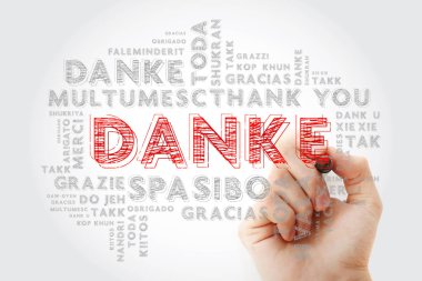 Danke (teşekkür ederim Almanca) kelime bulutu