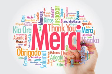 Merci (Fransızca teşekkür ederim) Kelime bulutu