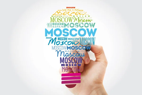 Mosca lampadina parola nube, concetto di viaggio — Foto Stock