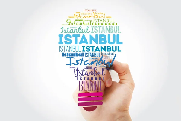 Istanbul light bulb word cloud, travel concept — 图库照片