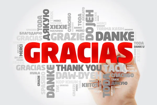 Gracias (Obrigado em espanhol) nuvem de palavras — Fotografia de Stock