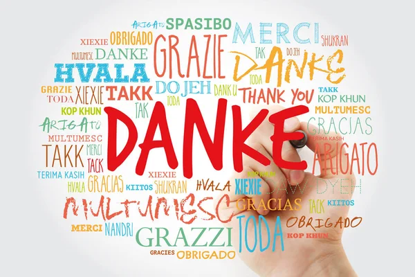 Danke (Obrigado em alemão) nuvem de palavras — Fotografia de Stock