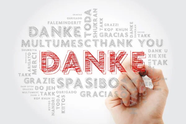 Chmury słów Danke (Dziękuję w języku niemieckim) — Zdjęcie stockowe