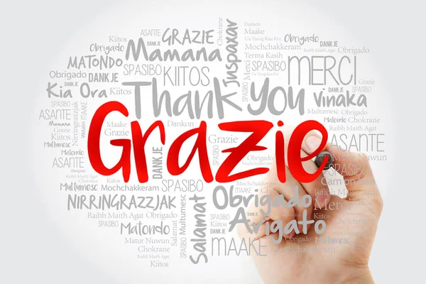 Grazie word cloud (Grazie in italiano) — Foto Stock