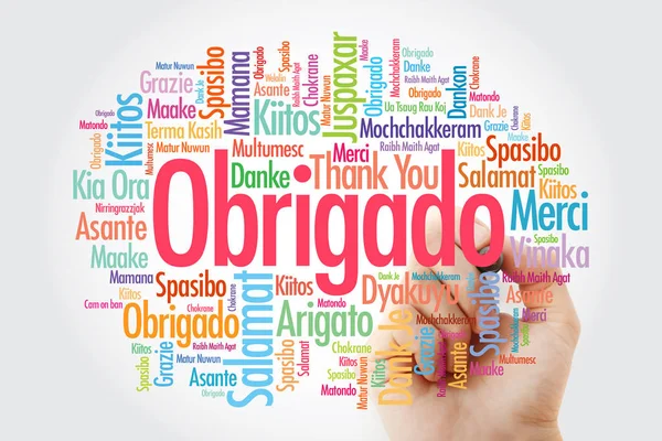 Obrigado (Dank u in het Portugees) Word Cloud — Stockfoto
