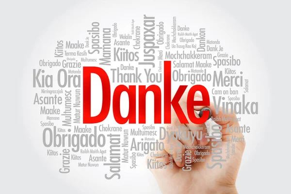 Σύννεφο λέξεων Danke (ευχαριστώ στα γερμανικά) — Φωτογραφία Αρχείου