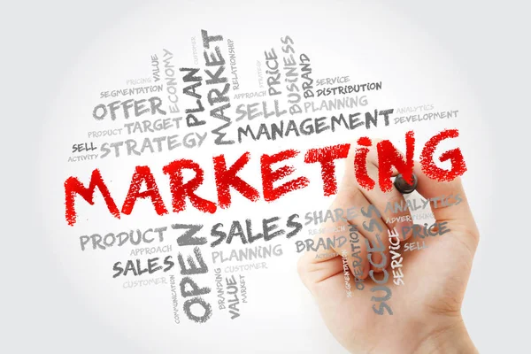 Marketing nube palabra con marcador — Foto de Stock