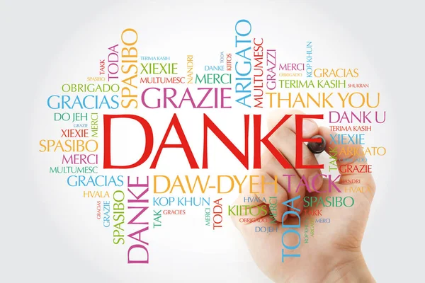 Danke (Obrigado em alemão) nuvem de palavras — Fotografia de Stock