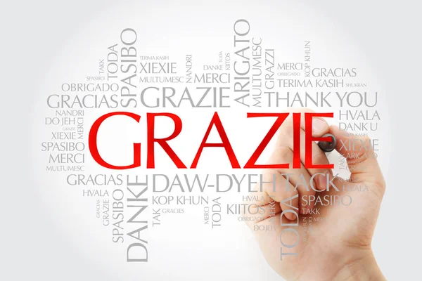 Grazie (köszönöm az olasz) szófelhő — Stock Fotó