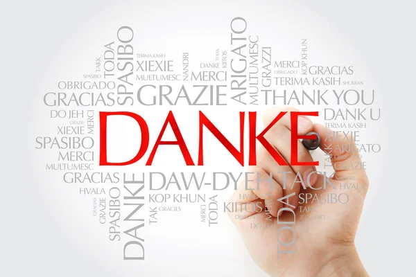 Danke (tack på tyska) Word Cloud — Stockfoto