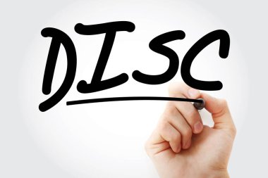 Disk (egemenlik, etkisi, istikrar, vicdanlı) kısaltma - kişisel değerlendirme aracı iş verimlilik, iş ve eğitim kavramı geliştirmek için yazma el