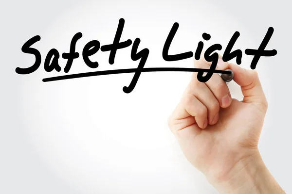 Safety Light text with marker, concept background