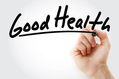 İyi bir sağlık marker, kavram arka plan ile yazma el